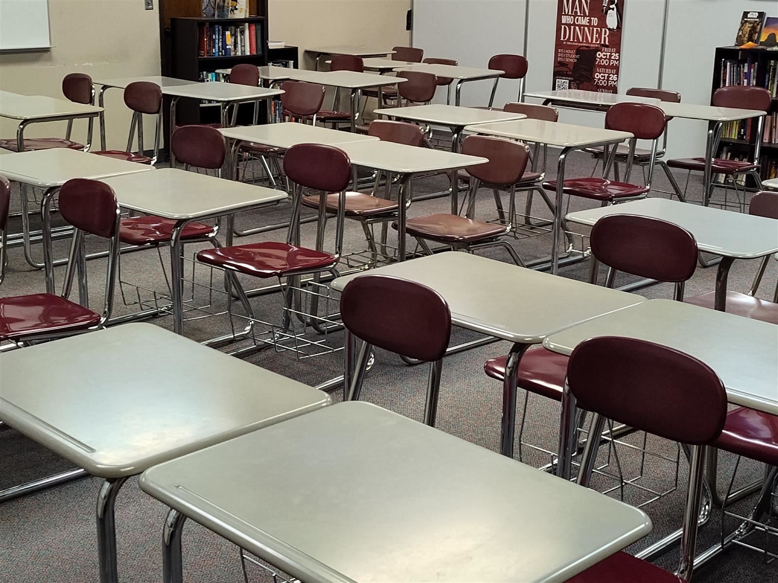  desks in classroom